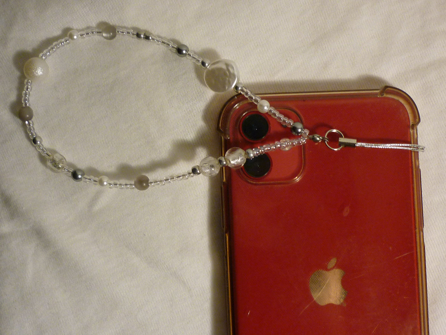 Silver Pearl Phone Charm